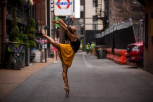 Kayla Rowser dancing in downtown Nashville